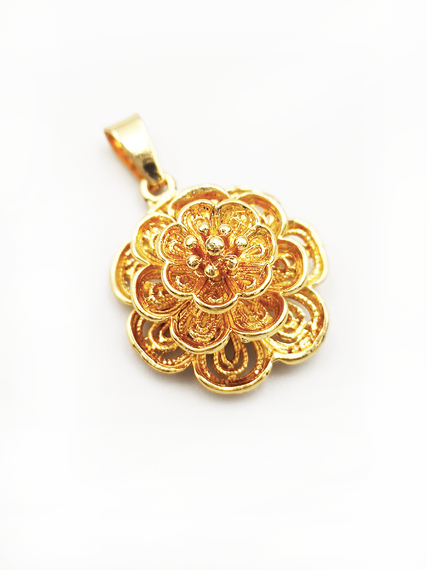 Titanium/Gold Plated Flower Pendent & Chain set ($66 take away)