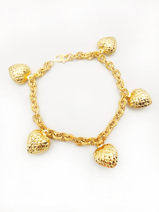 916 Sunflower 5 Heart Dangling Bracelet