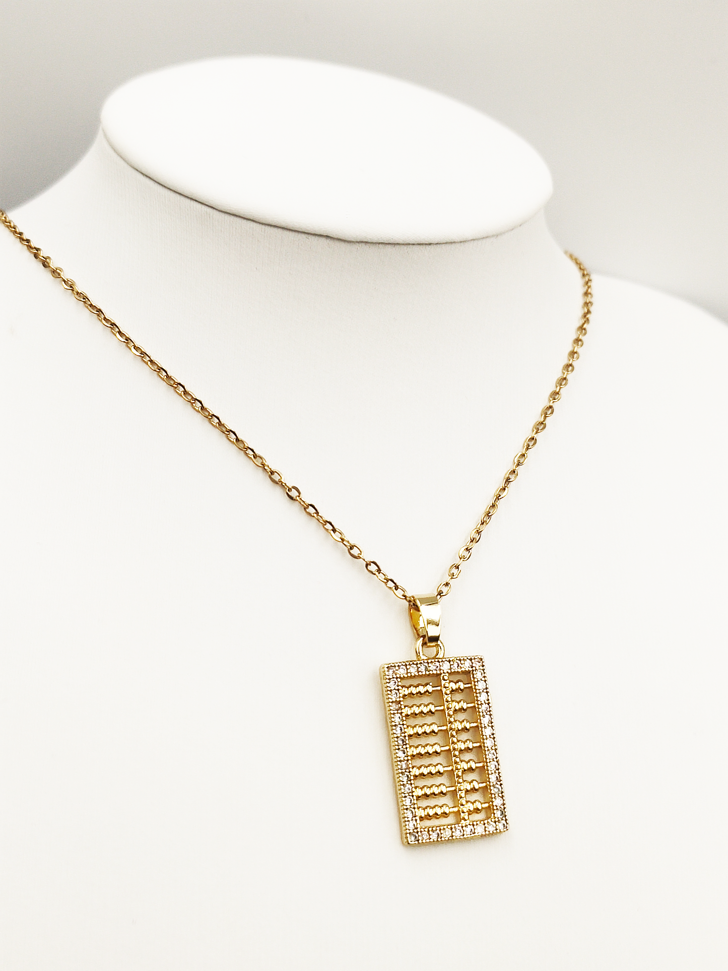 Titanium/Gold Plated Abacus Pendent & Chain set ($66 take away)