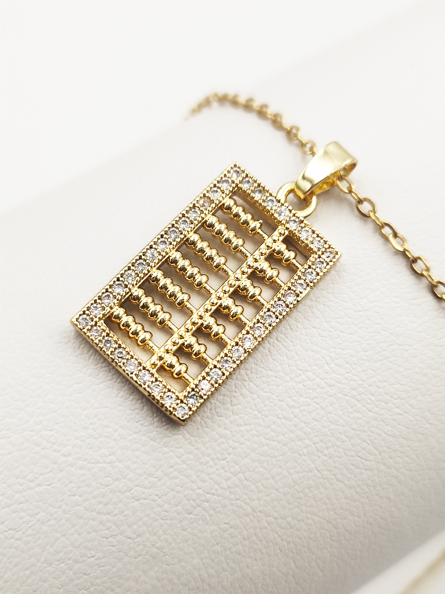 Titanium/Gold Plated Abacus Pendent & Chain set ($66 take away)