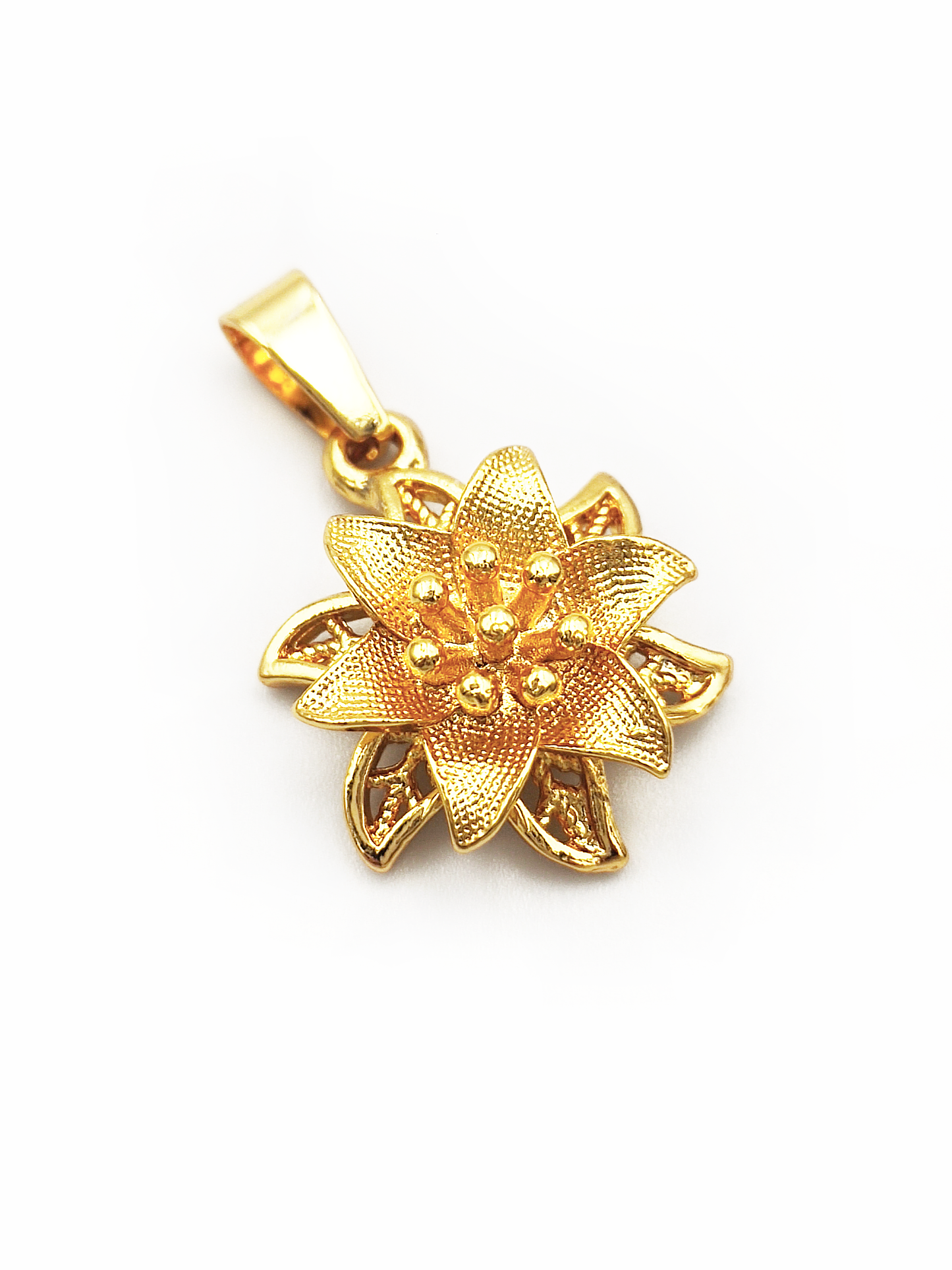 Titanium/Gold Plated flower Pendent & Chain set ($66 take away)