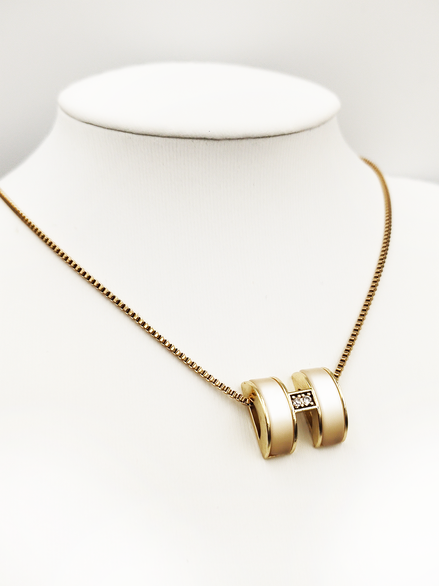 Titanium/Gold Plated H Designer Pendent & Chain set ($66 take away)