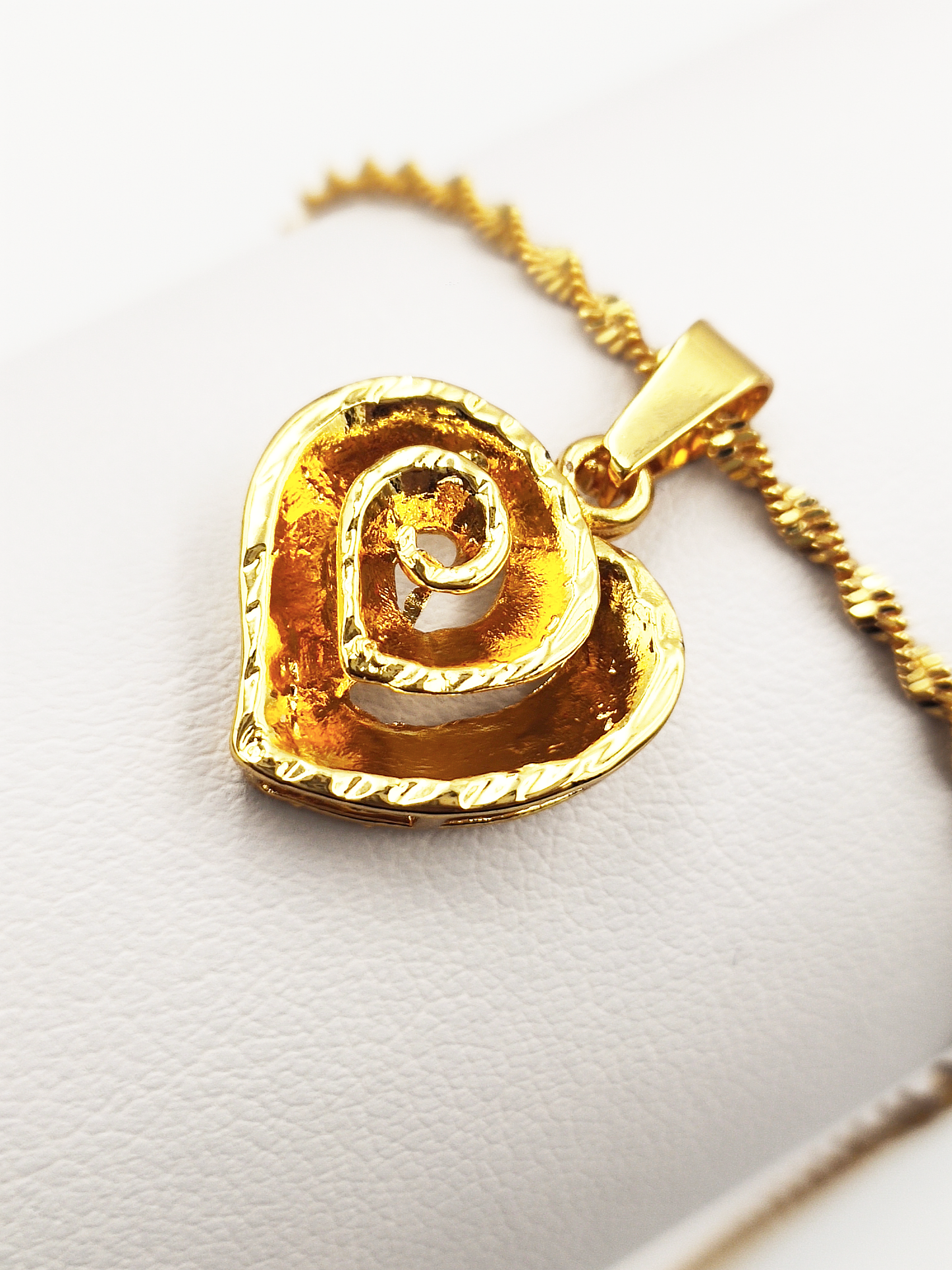 Titanium/Gold Plated Heart Pendent & Chain set ($66 take away)