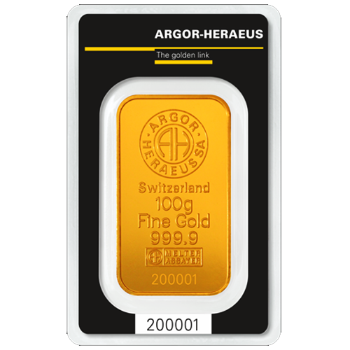 999 Argor Heraeus Gold Bar (100g)