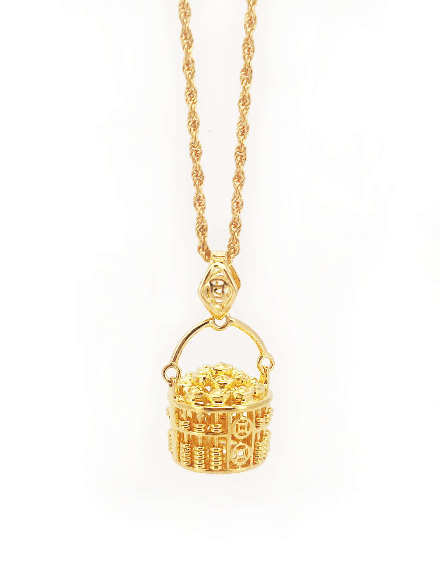 916 Abacus Gold Bucket Pendant