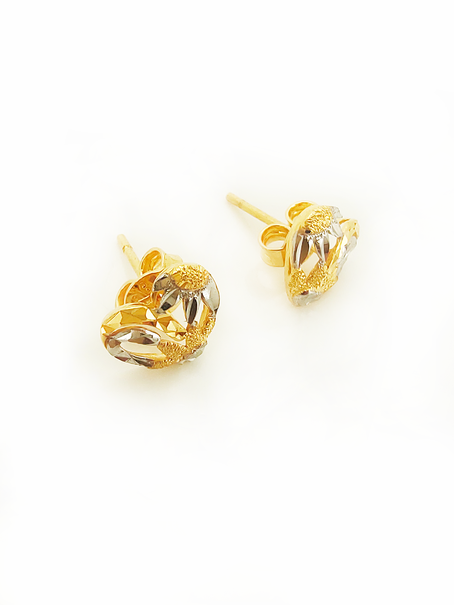 916 2 Tone Heart Earrings