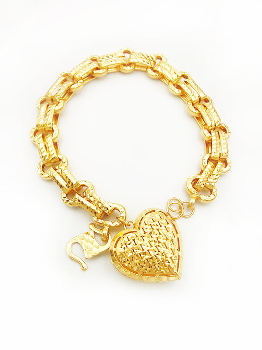 916 Gold Single Heart With Saudi Bracelet