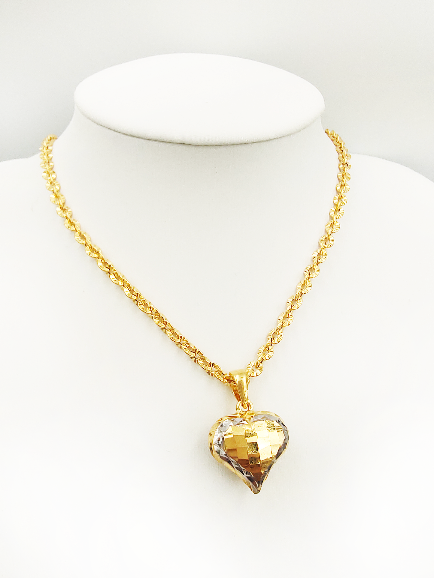 916 Two Tone Disco Heart Pendant