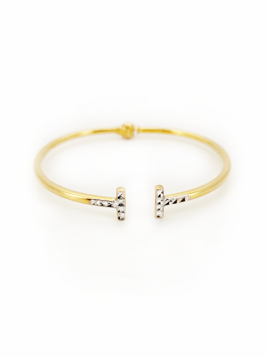 916 Designer 2 Tone T Bangle