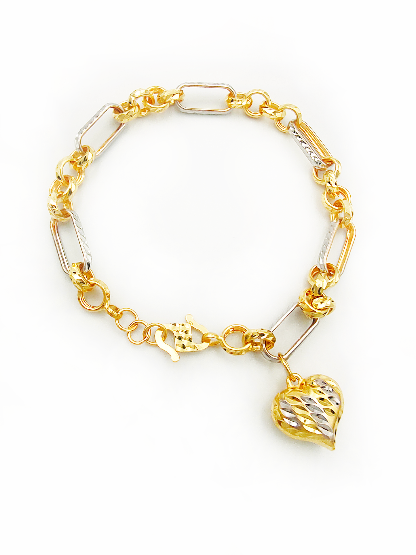 916 Two Tone Single Heart Bracelet