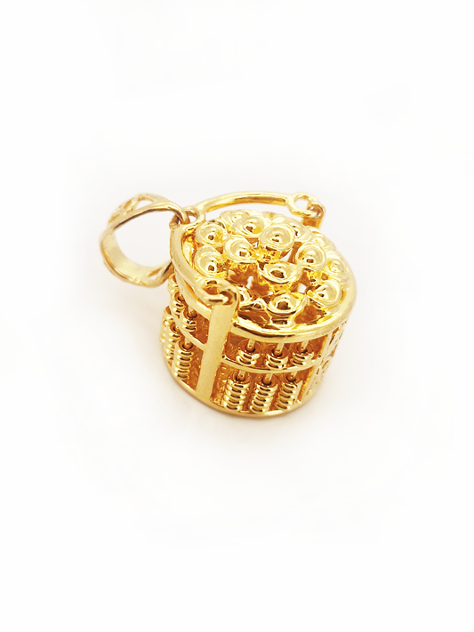 916 Abacus Gold Bucket Pendant