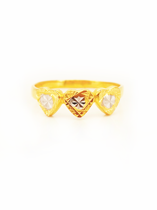 916 Gold 2 Tone Heart Ring